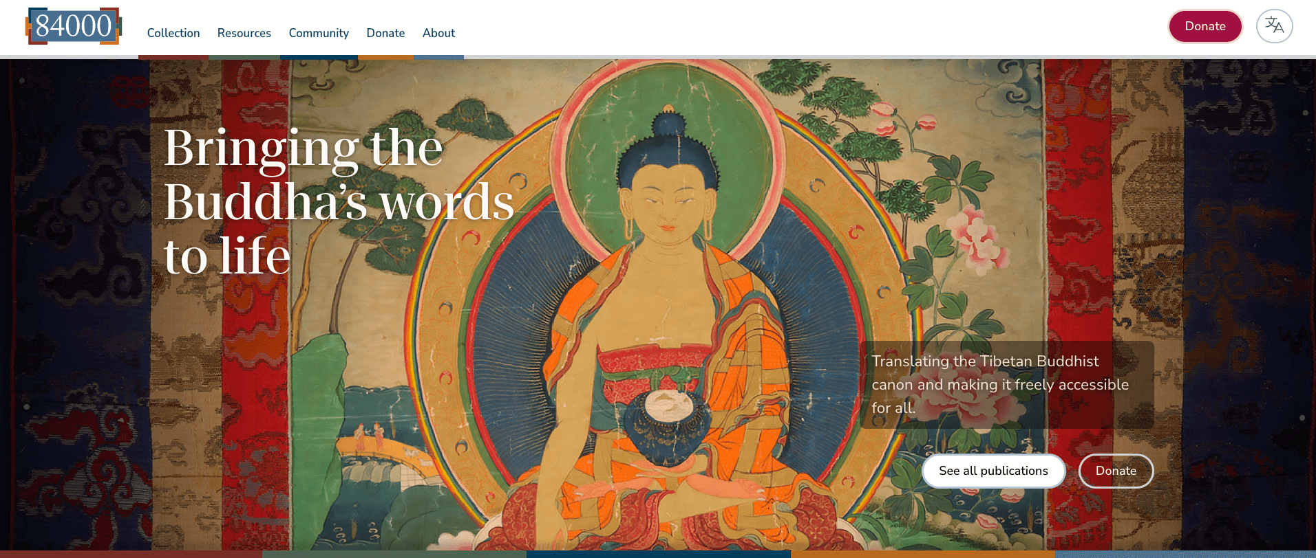 84000 website homepage: Translating the Tibetan Buddhist canon and making it freely accessible for all